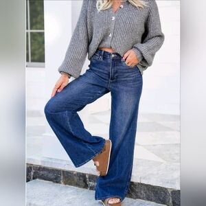 Judy Blue Retrograde High Rise Tummy Control Wide Leg Jeans – Size 0 (0/24) –NWT